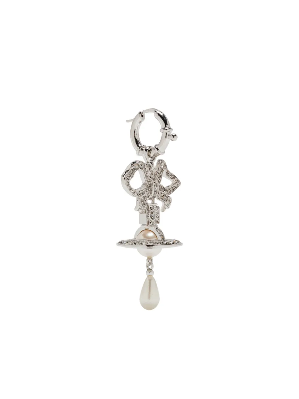 Vivienne Westwood Rigoberta bow-crystal pearl earrings - Argento