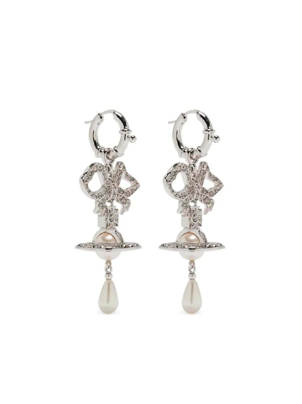 Vivienne Westwood Rigoberta bow-crystal pearl earrings | Silver | Image 1
