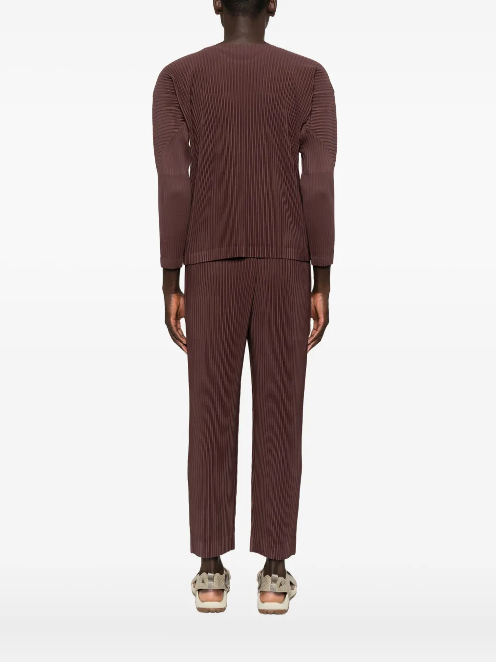 Issey Miyake Pleated Long-sleeve Jumper In Brown