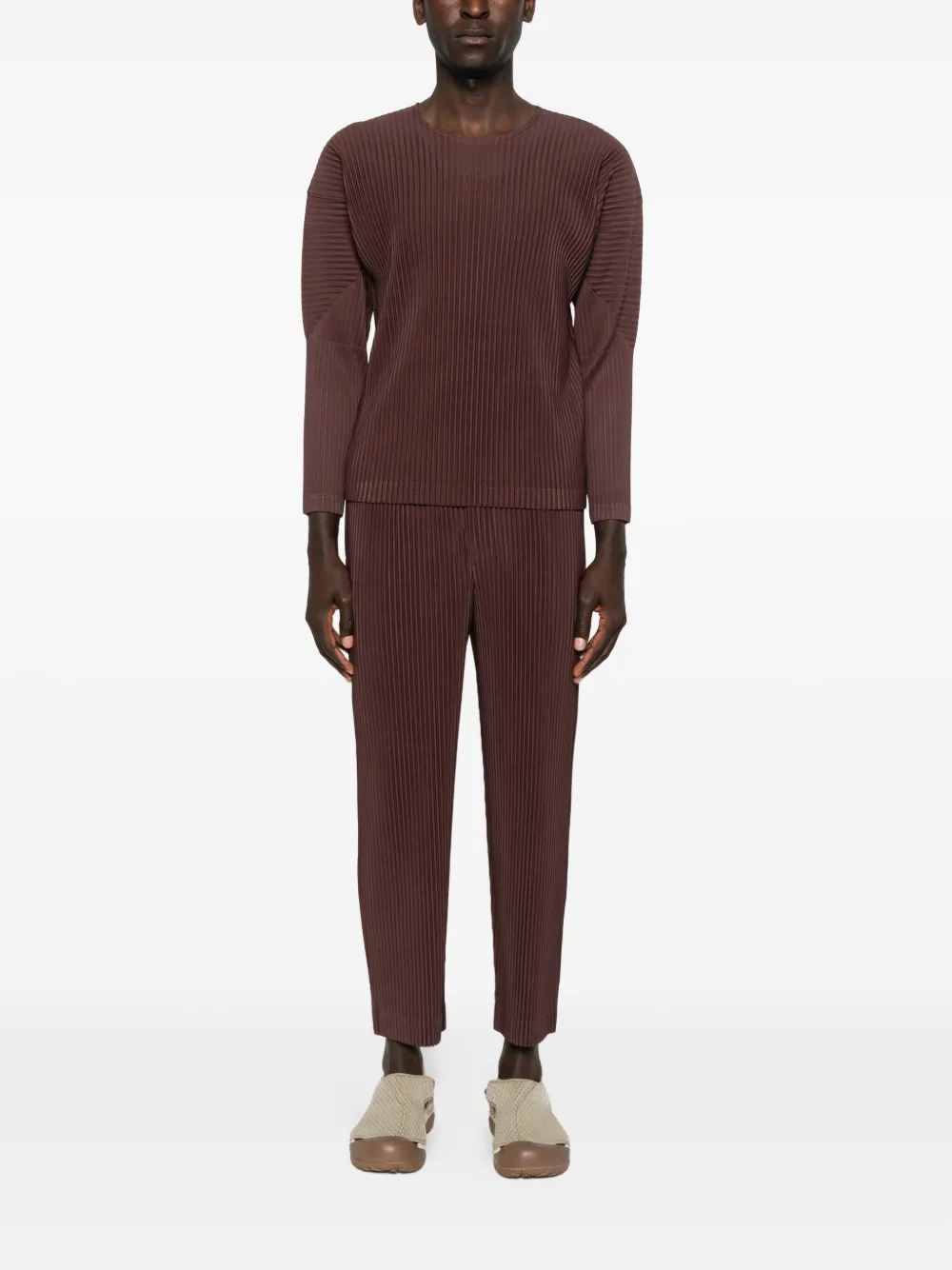 Homme Plissé Issey Miyake pleated long-sleeve jumper - Bruin