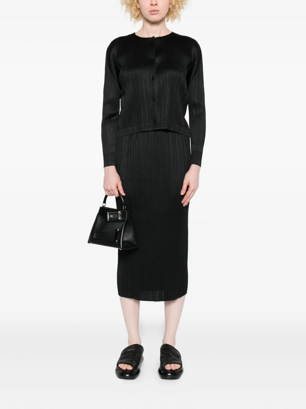 Pleats Please Issey Miyake pleated midi skirt - Zwart