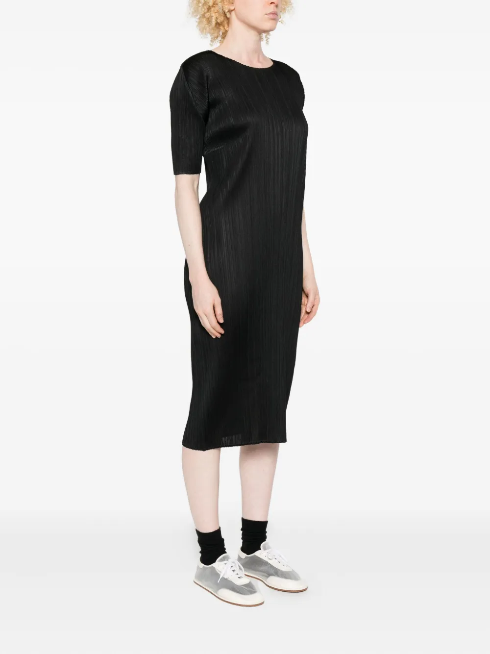 Pleats Please Issey Miyake Monthly Colors August geplooide midi-jurk Zwart