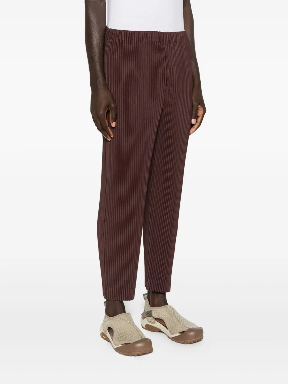 Issey Miyake Color Pleats Straight Pant In Brown