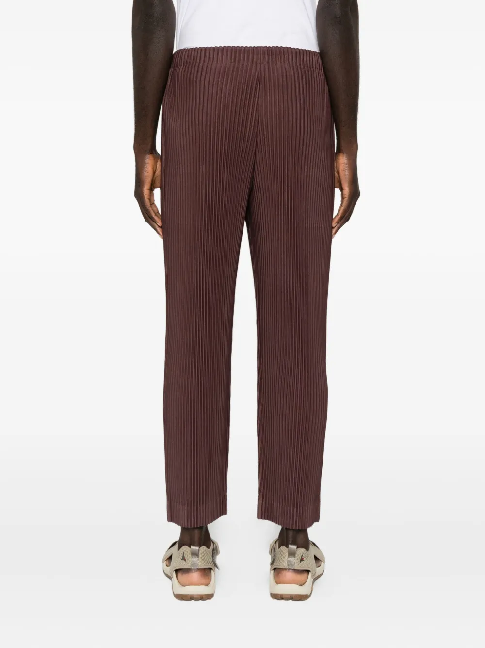 Issey Miyake Color Pleats Straight Pant In Brown