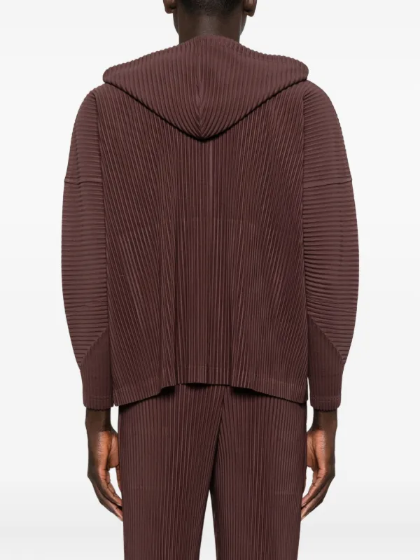 Homme Plissé Issey Miyake Pleated Hoodie | Brown | FARFETCH