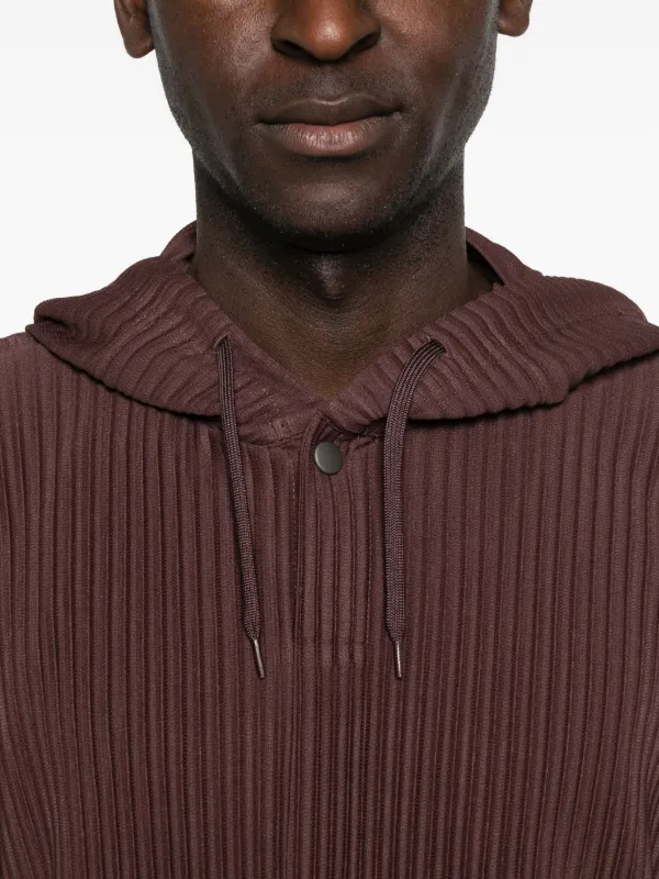 Homme Plissé Issey Miyake Pleated Hoodie | Brown | FARFETCH