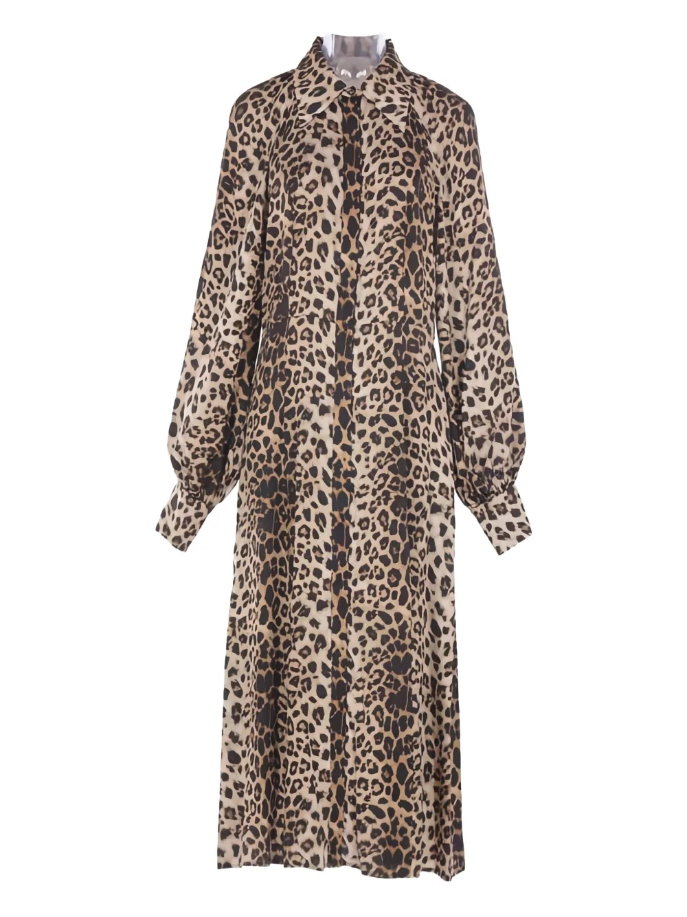 Cri.da Leopard-pattern Shirt Maxi Dress In Burgundy