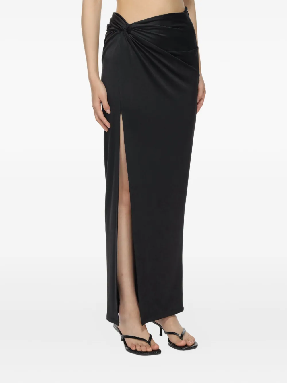 Oude Waag Knot-front Split Maxi Skirt In Black
