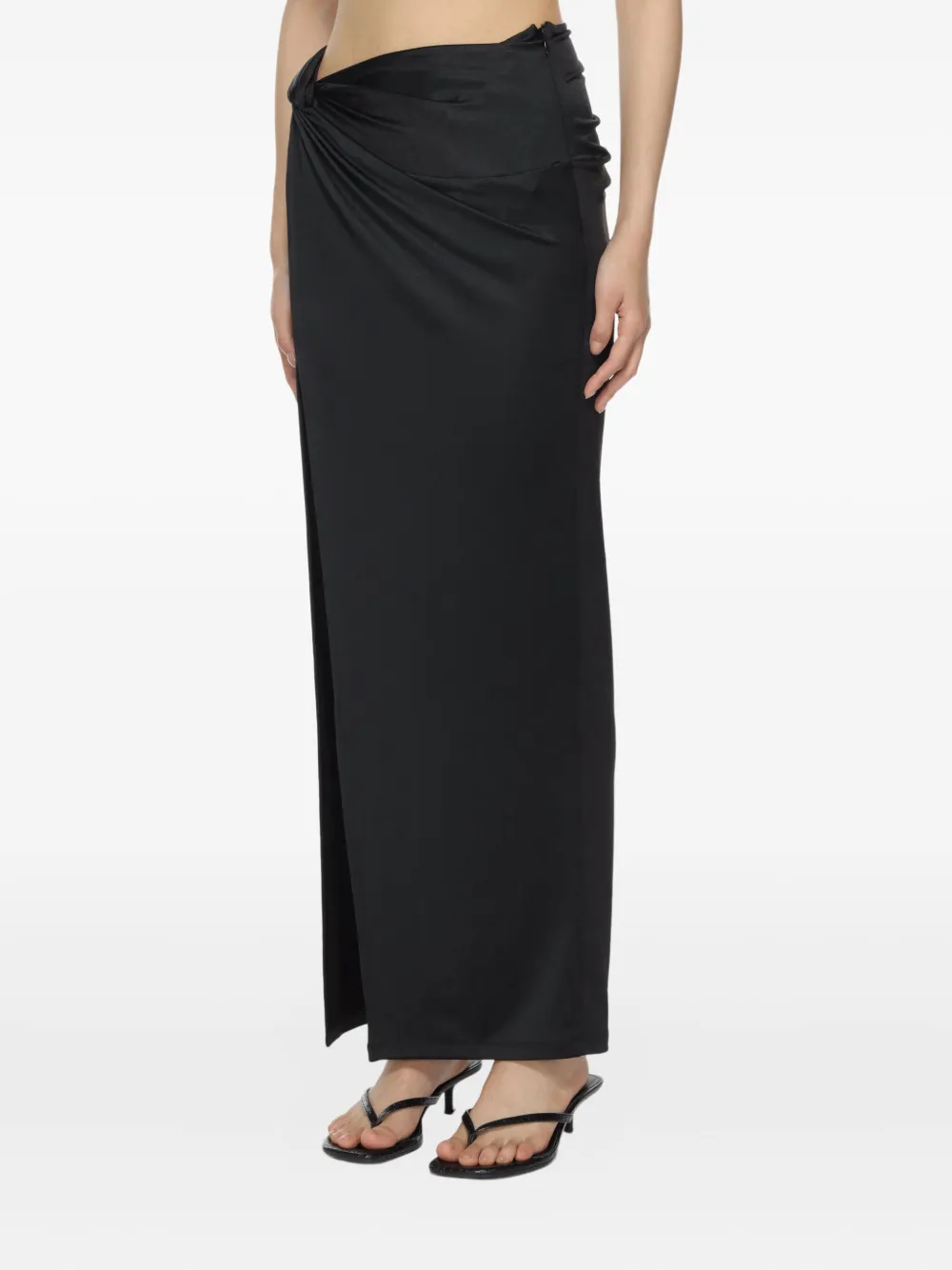 Oude Waag Knot-front Split Maxi Skirt In Black