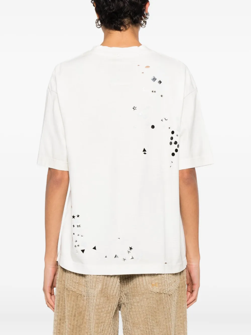 Maison MIHARA YASUHIRO Verfraaid gerafeld T-shirt Wit