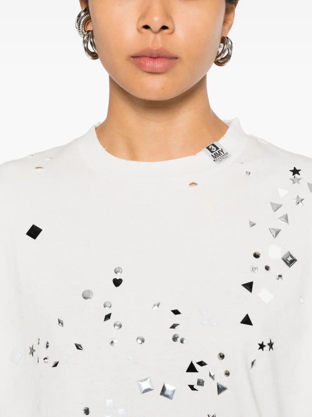 Maison MIHARA YASUHIRO Verfraaid gerafeld T-shirt Wit