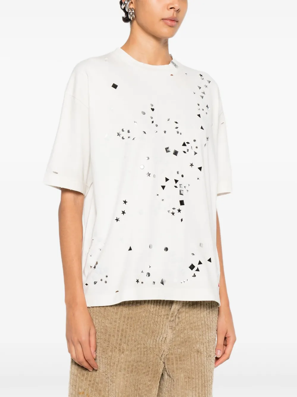 Maison MIHARA YASUHIRO Verfraaid gerafeld T-shirt Wit