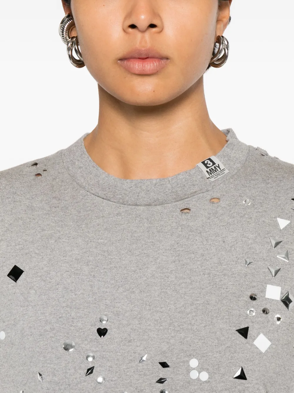 Miharayasuhiro Embellished Distressed T-shirt In Multi