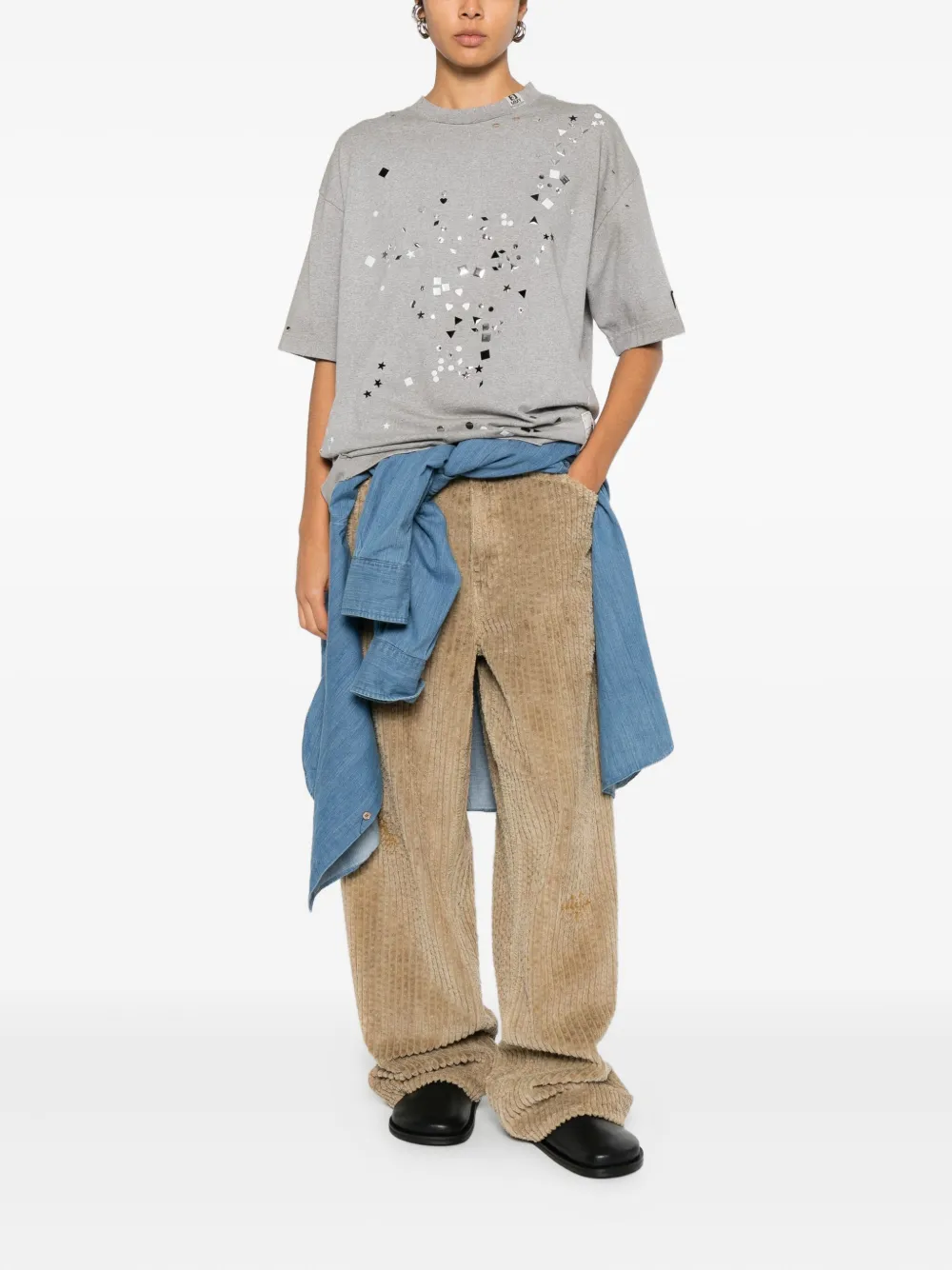 Miharayasuhiro Embellished Distressed T-shirt In Multi