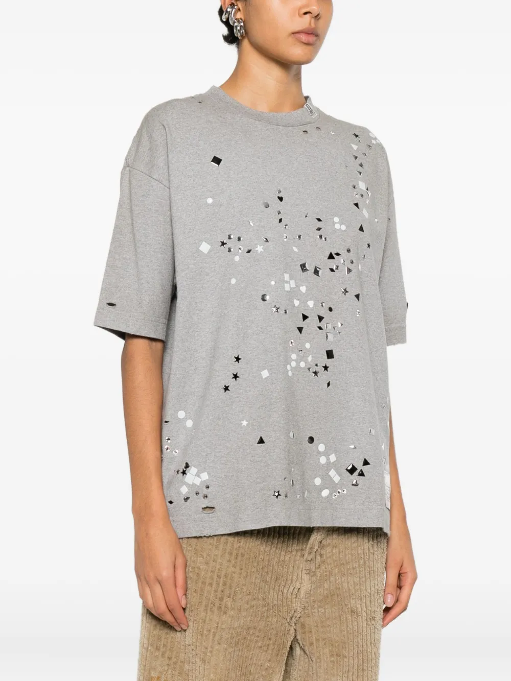 Miharayasuhiro Embellished Distressed T-shirt In Multi