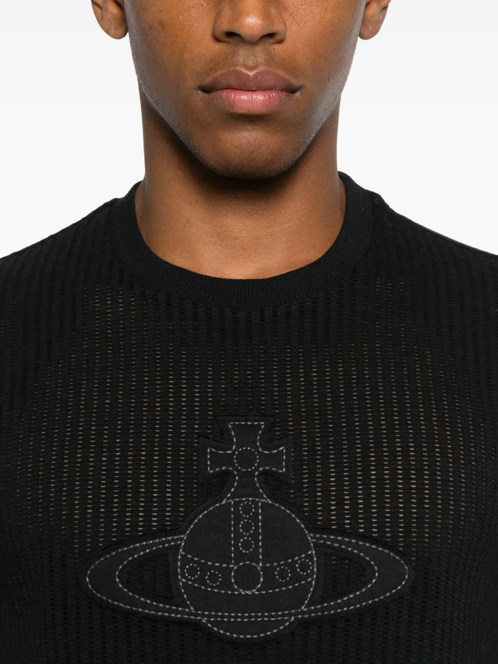 Vivienne Westwood Geribbeld T-shirt met Orb-verfraaiing Zwart