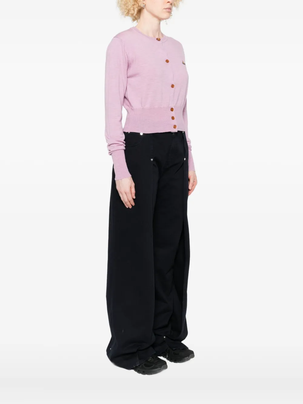 Vivienne Westwood Bea Orb-embellished Button Cardigan In Purple