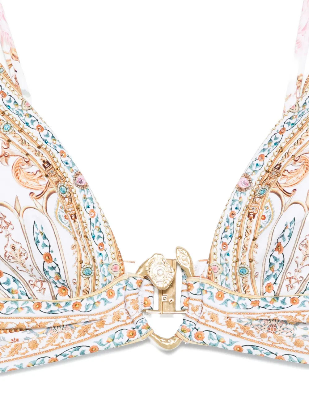 Camilla Bikinitop met paisley-print en gesp Wit