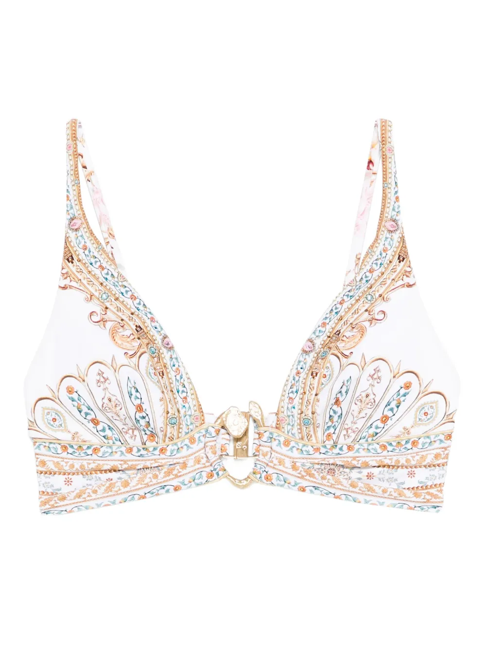 Camilla paisley-print buckle bikini top | White | Image 1