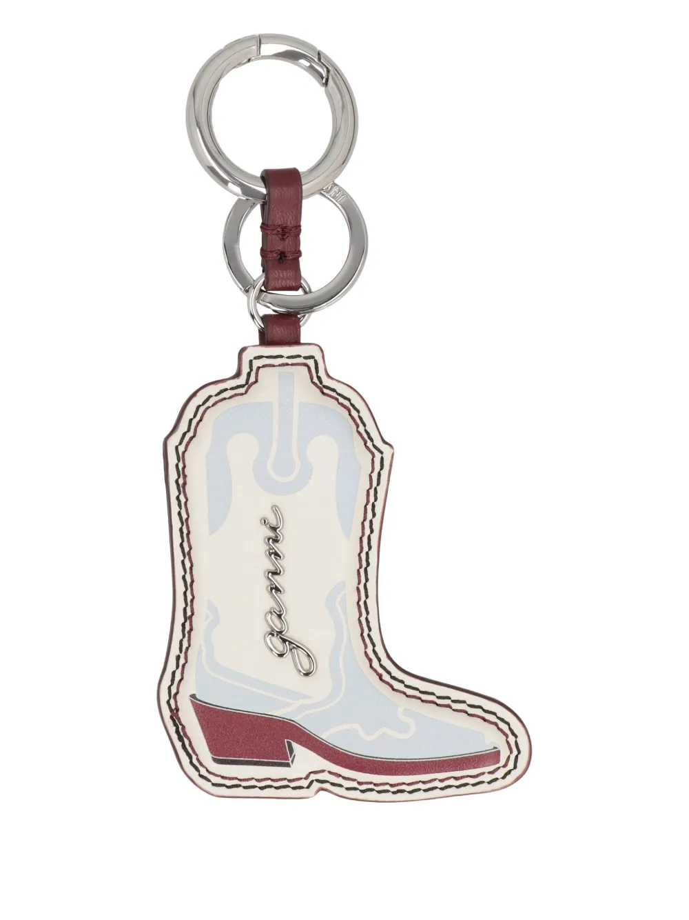 Ganni Leather Boot Keyring In Multi