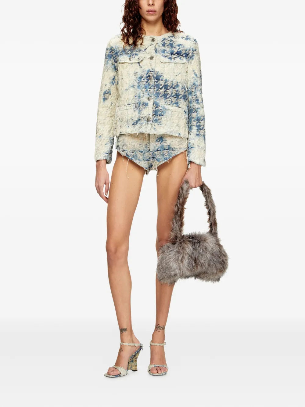 Diesel Gerafelde shorts Blauw