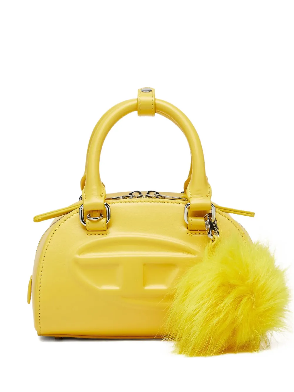 Diesel mini embossed-logo pompom-embellished shoulder bag – Yellow