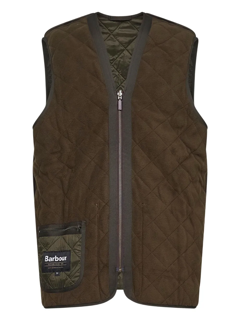 Barbour Sleevelees Quilted Jacket Polarquilt Waist In Green