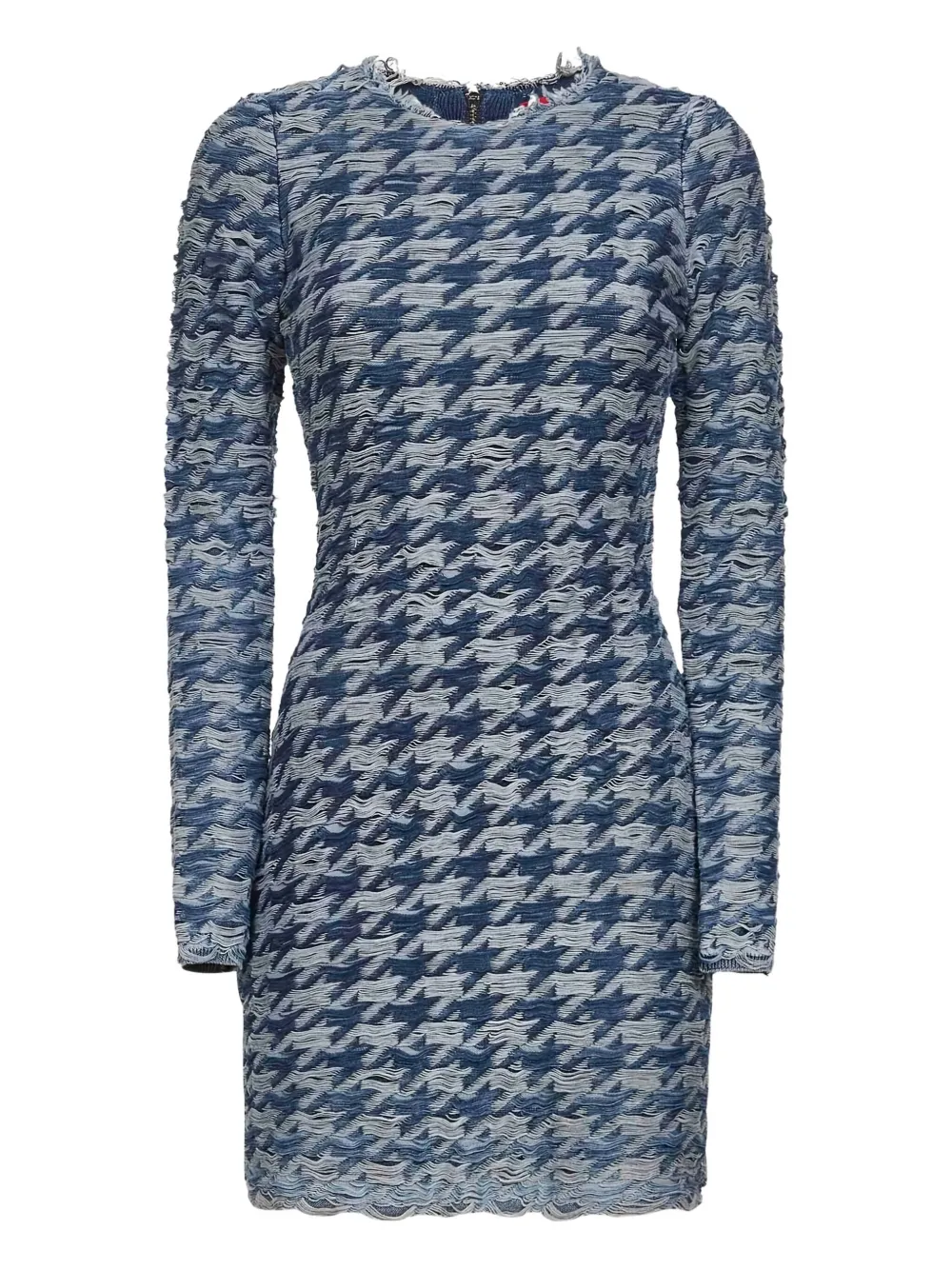 Diesel frayed-houndstooth mini dress - ブルー Diesel frayed-houndstooth mini dress - ブルー