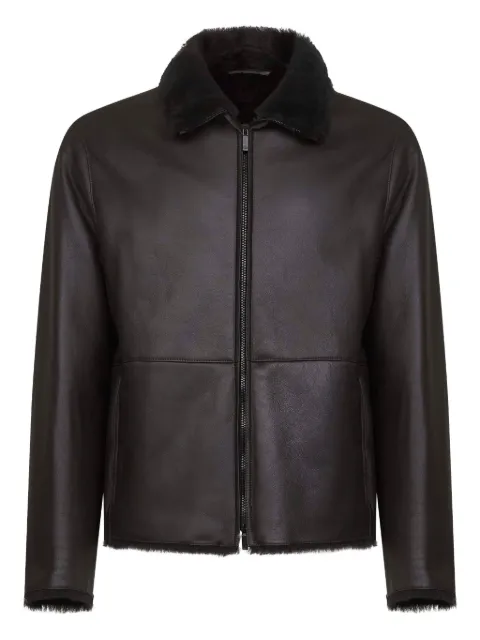 Giorgio Armani fur-collar leather jacket