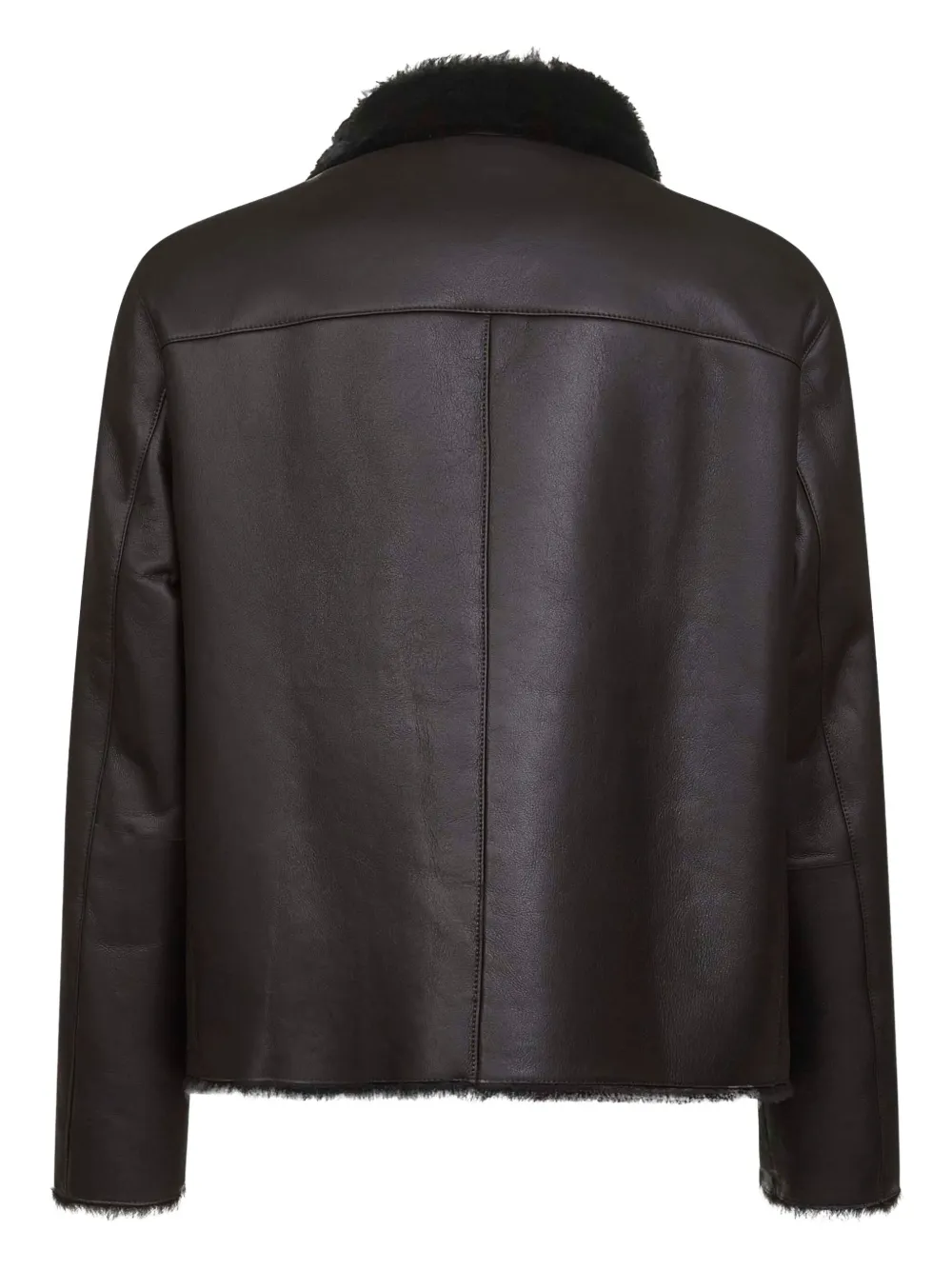 Giorgio Armani Fur-collar Leather Jacket In Brown