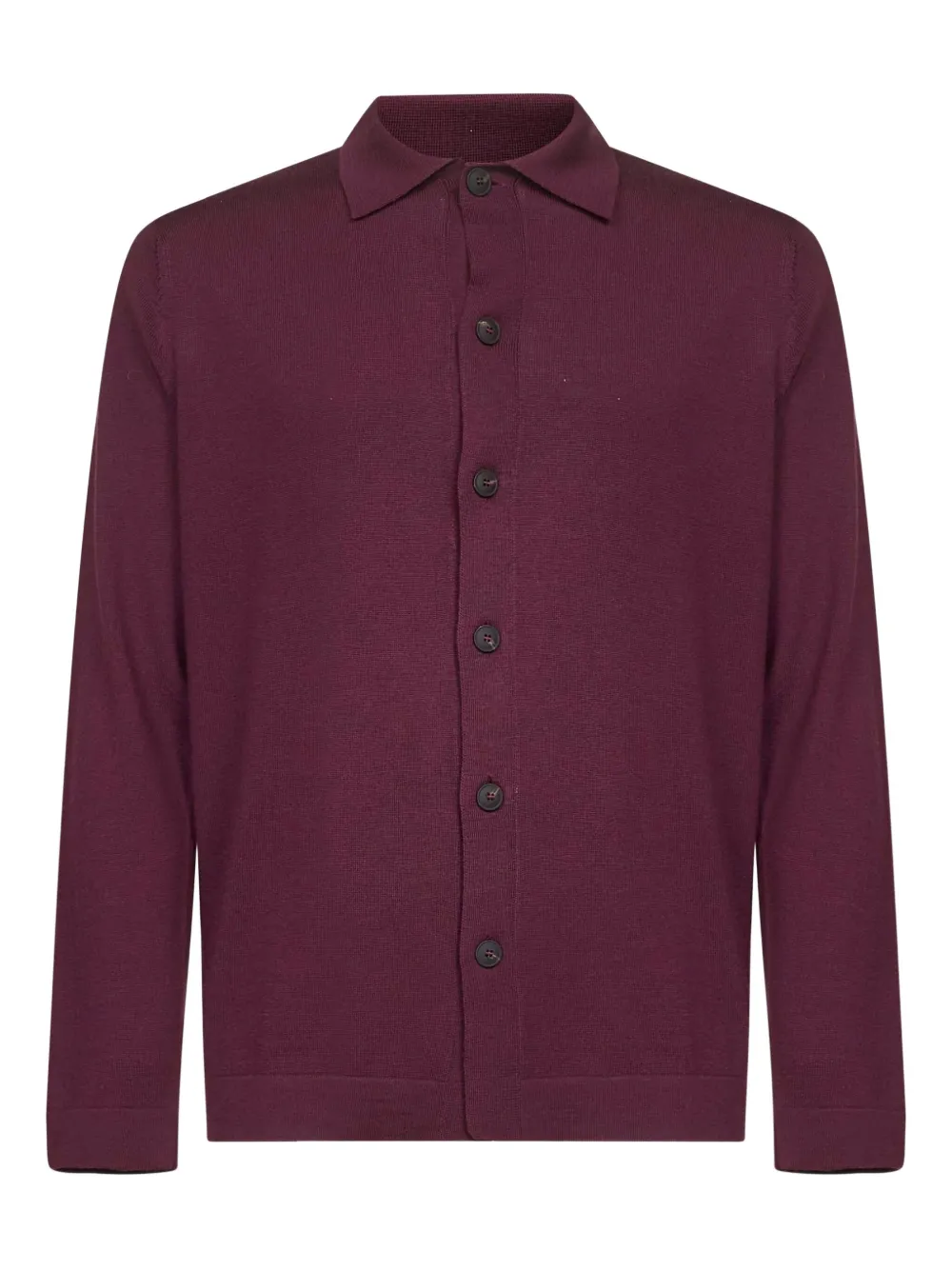 D4.0 ribbed-collar button shirt - パープル D4.0 ribbed-collar button shirt - パープル