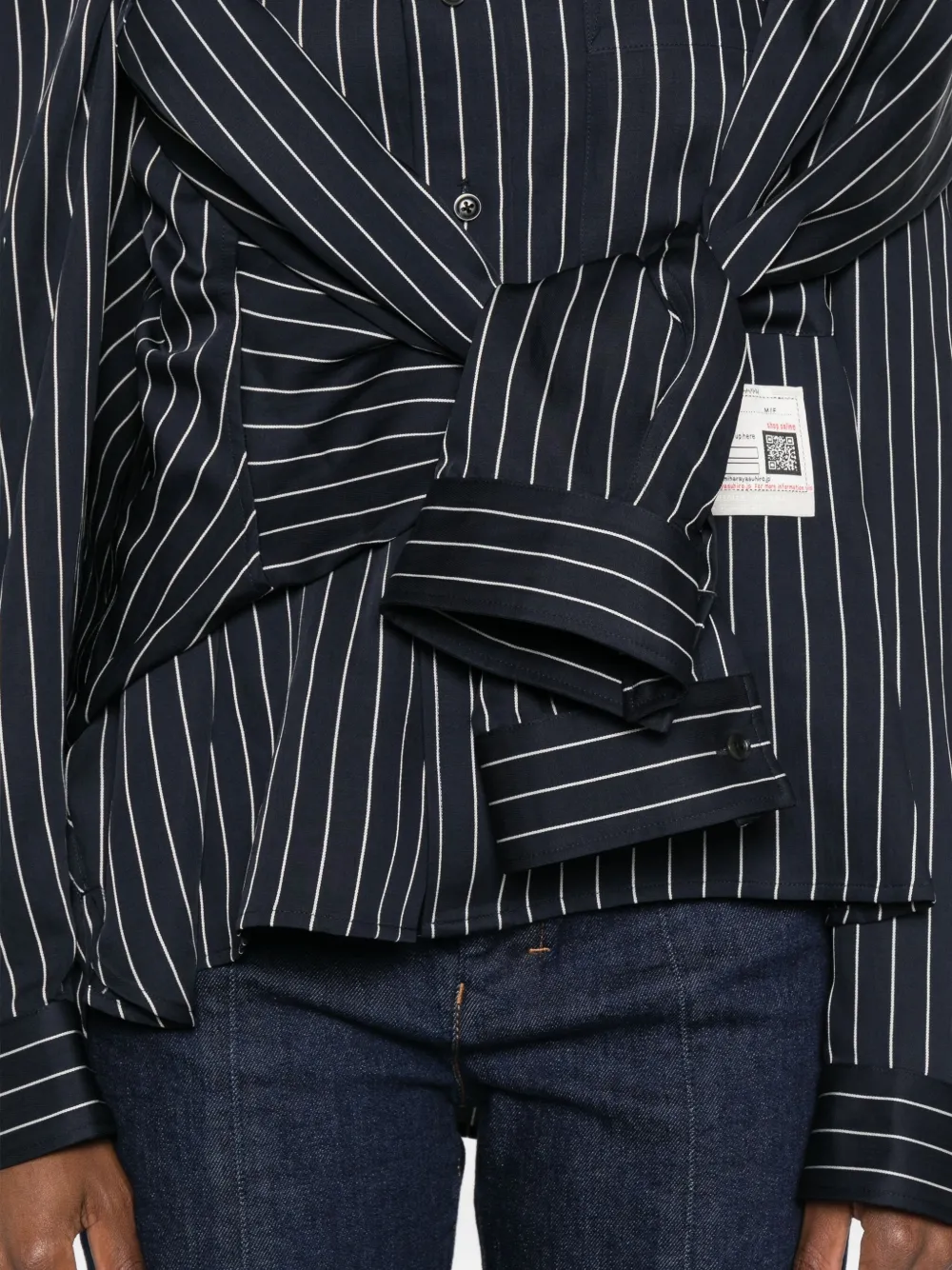 Miharayasuhiro Layered Pinstripe Shirt In Blue