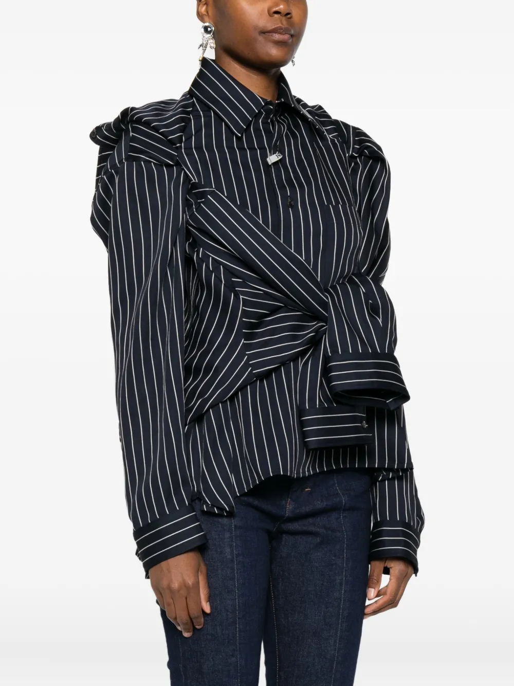 Miharayasuhiro Layered Pinstripe Shirt In Blue