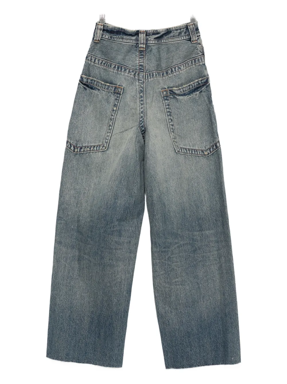 Maison MIHARA YASUHIRO Amateur Sewn Like Wide frayed-hem jeans - Blauw