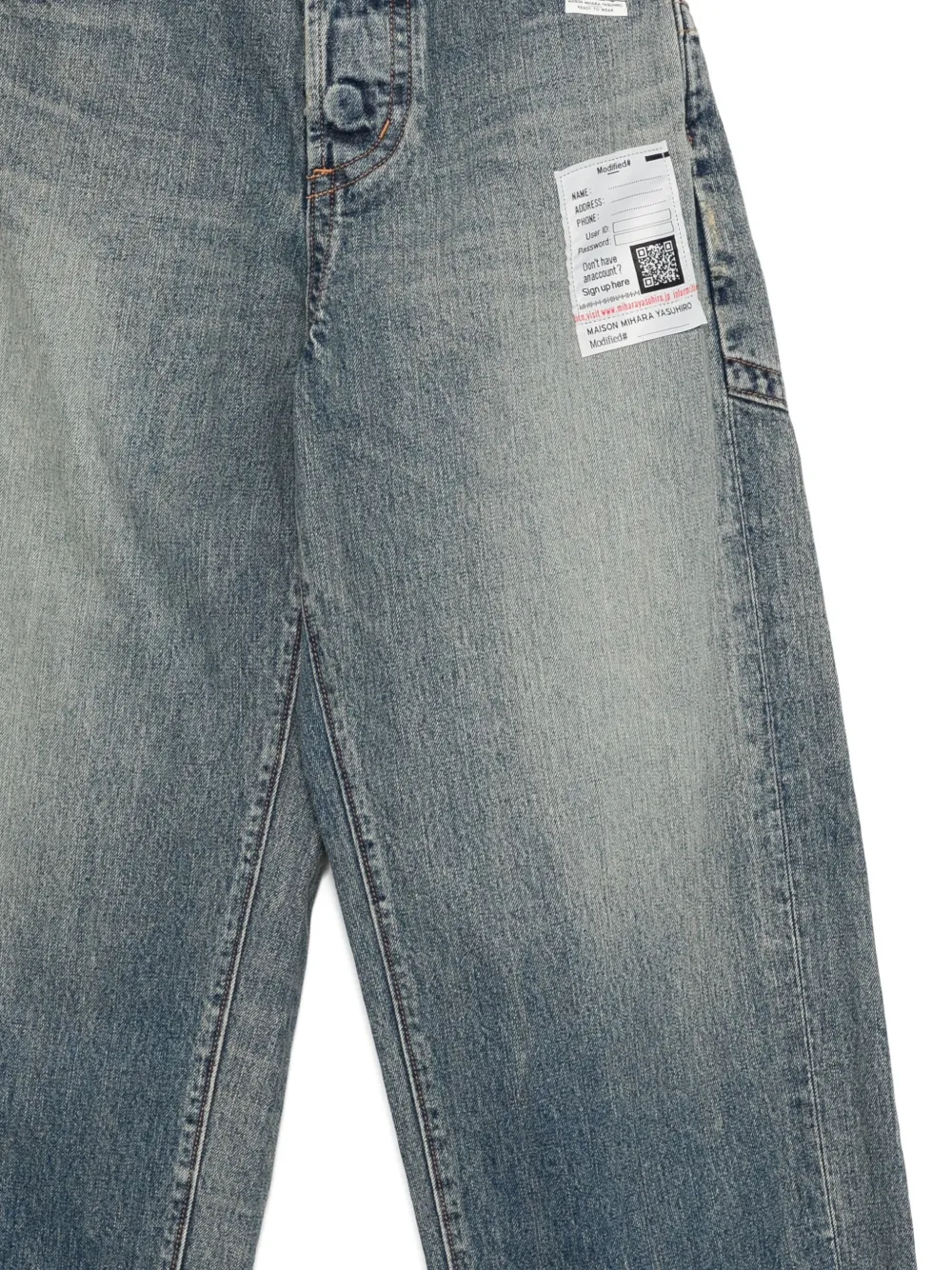 Miharayasuhiro Amateur Sewn Like Wide Frayed-hem Jeans In Blue