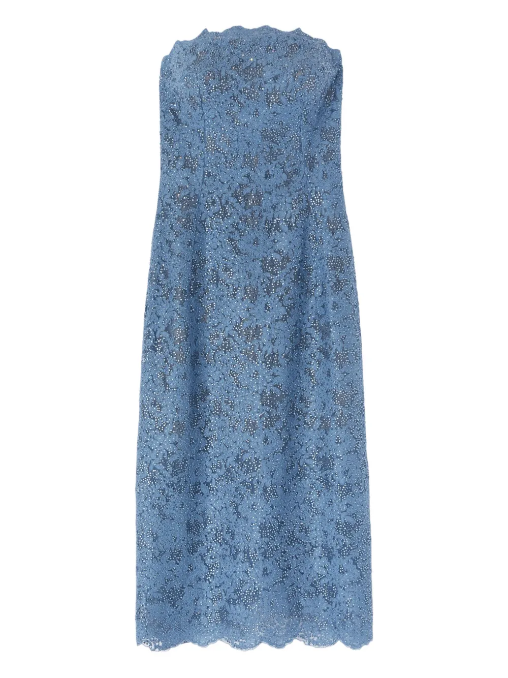 Ermanno Scervino macramé-lace crystal-embellished midi dress - ブルー Ermanno Scervino macramé-lace crystal-embellished midi dress - ブルー