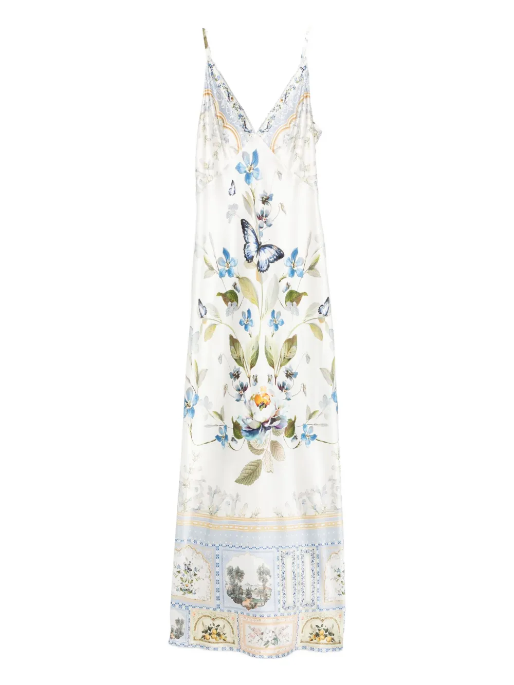 Camilla Butterfly Floral Print Silk Dress In Multi