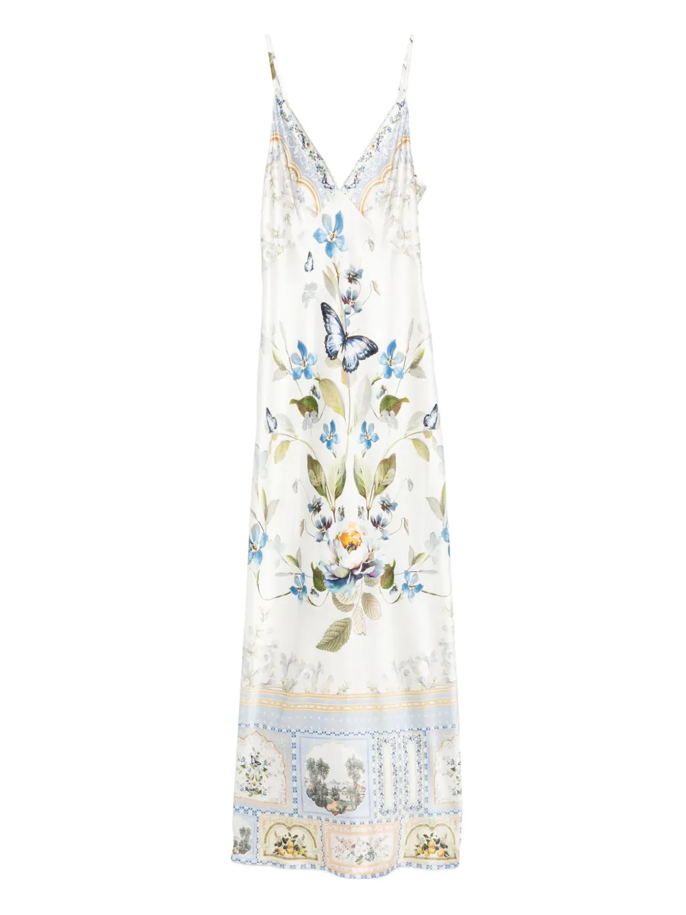 Camilla butterfly floral print silk dress | White | Image 1