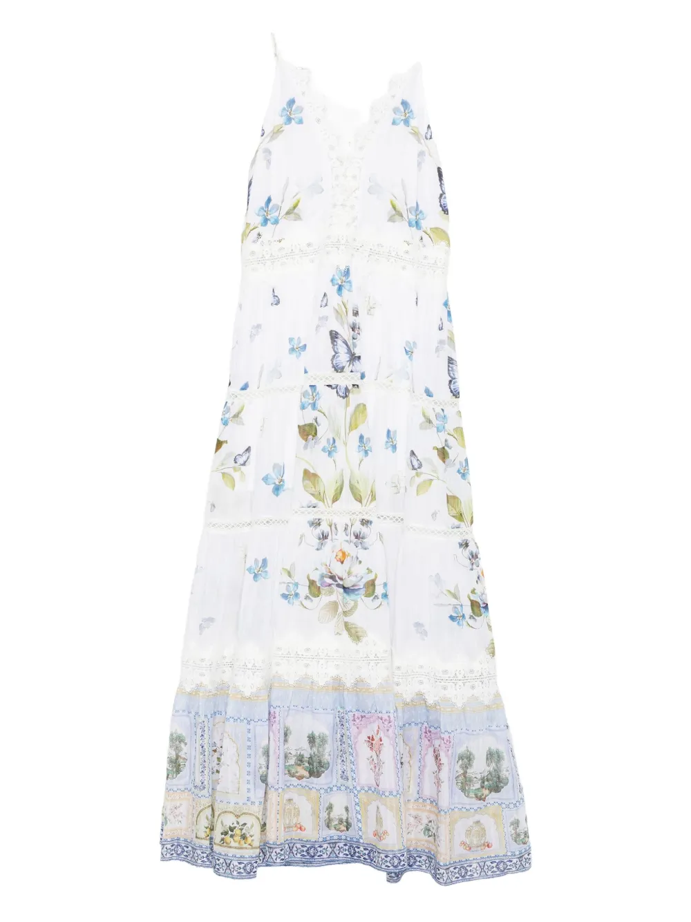 Camilla floral tiered lace dress - Bianco