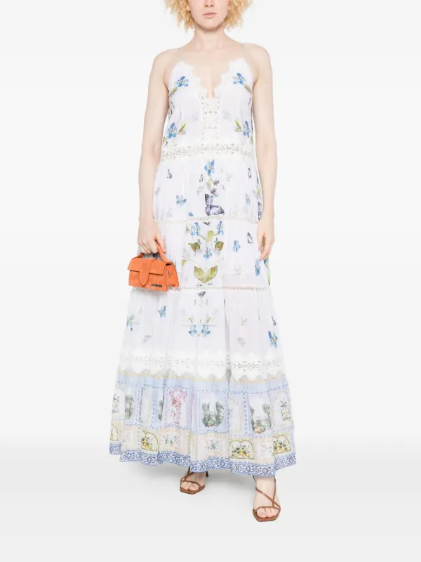 Camilla Floral Tiered Lace Dress | White | FARFETCH