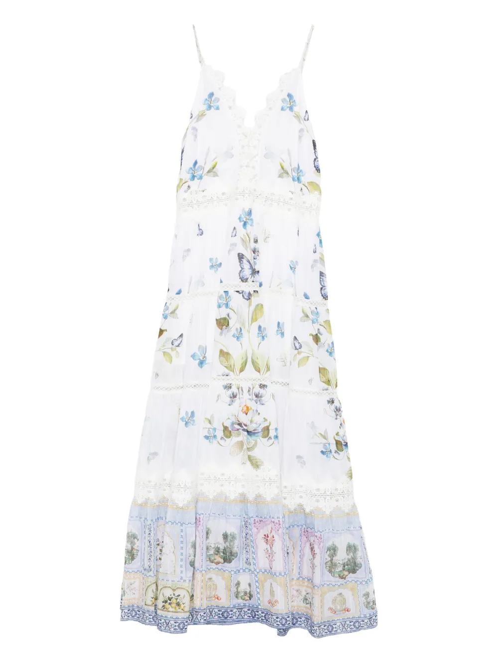 Camilla floral tiered lace dress | White | Image 1