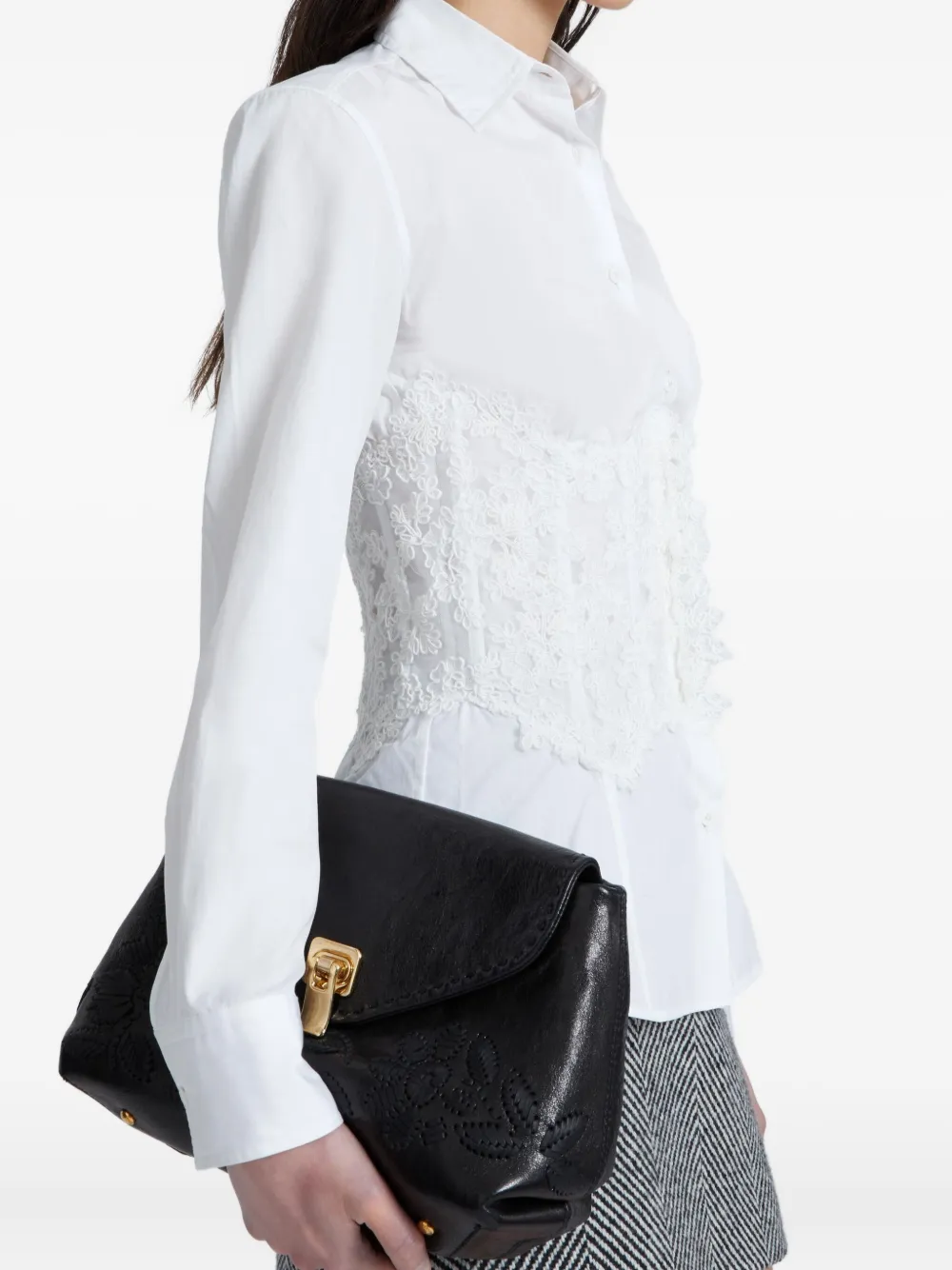 Ermanno Scervino New Joy floral-embroidery shoulder bag - Zwart