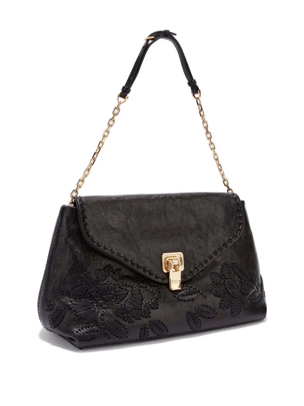 Ermanno Scervino New Joy Floral-embroidery Shoulder Bag In Black