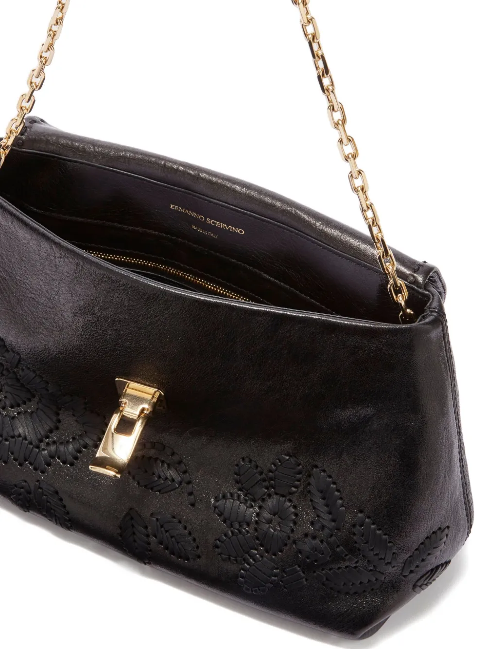 Ermanno Scervino New Joy Floral-embroidery Shoulder Bag In Black