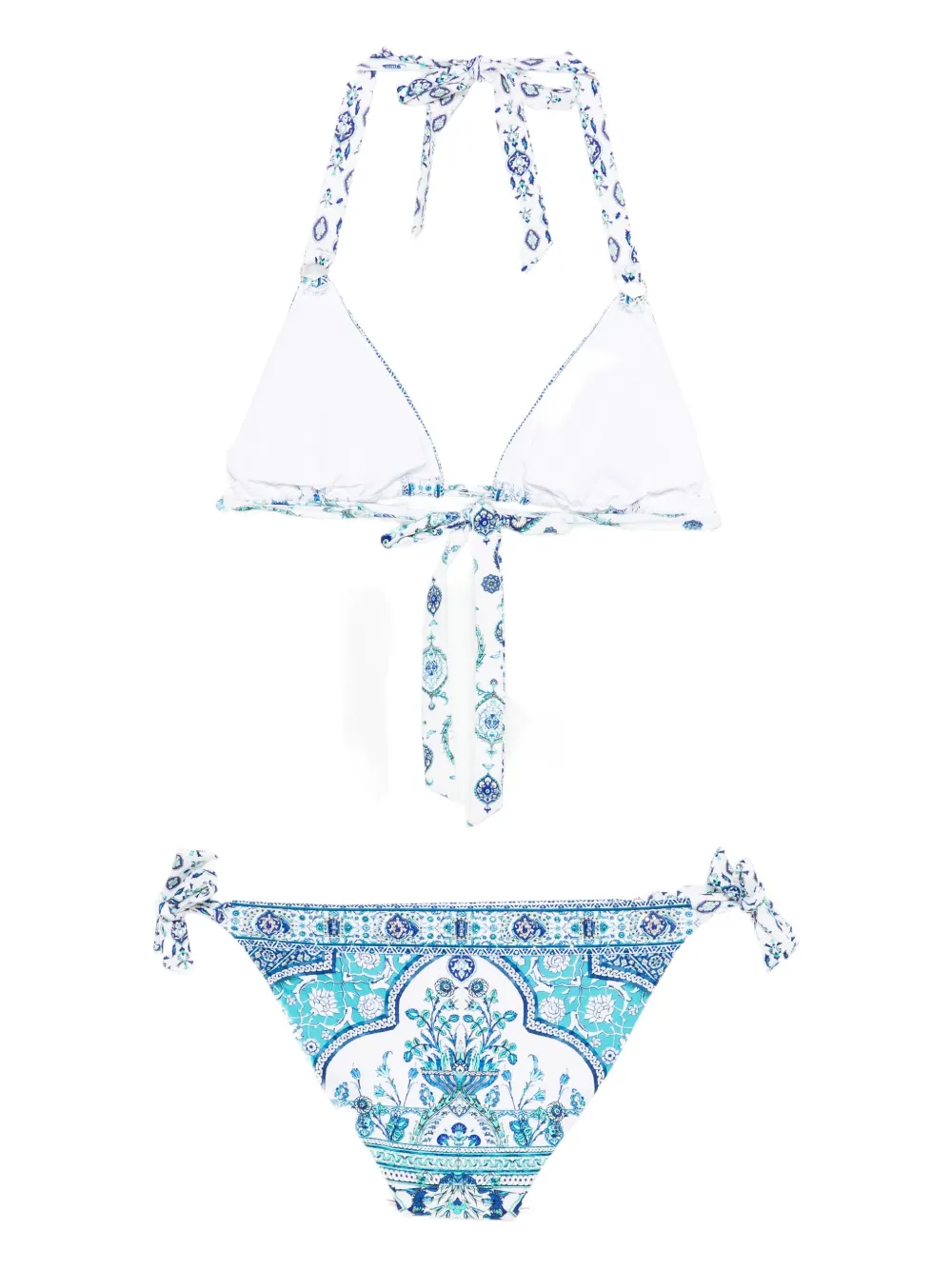 Camilla Tri Bikini Set With Tie Sides And Ring Trims Isnik Lullaby In Blue