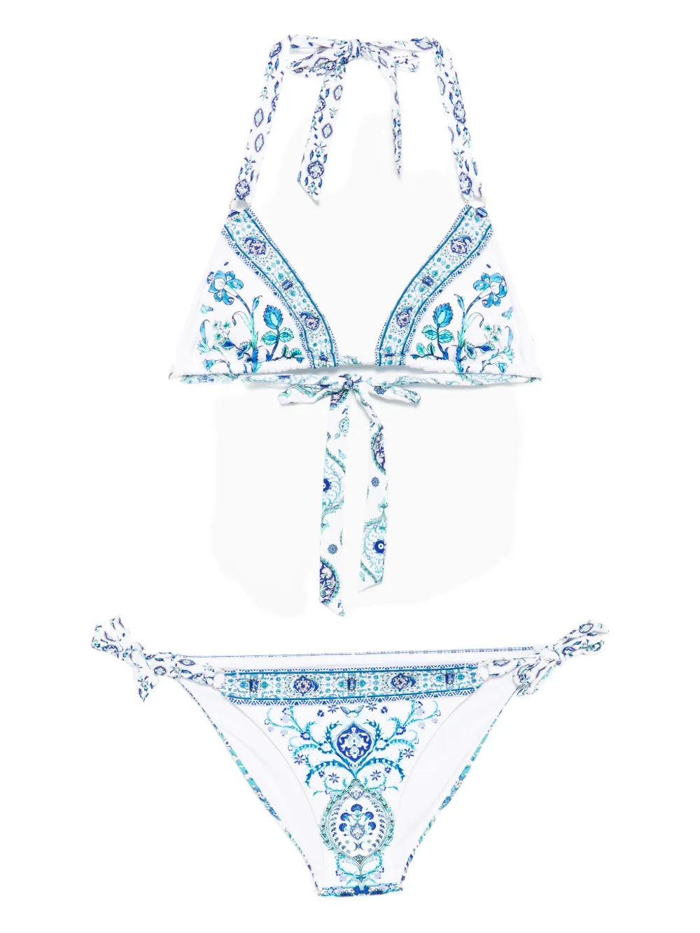 Camilla Tri Bikini Set With Tie Sides And Ring Trims Isnik Lullaby In Blue