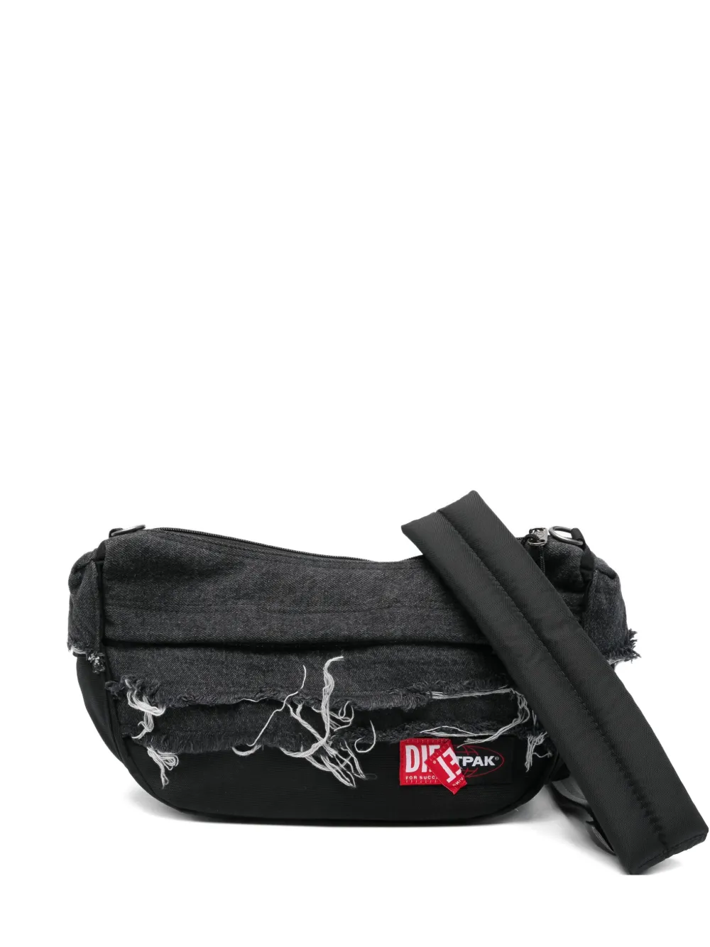 Eastpak X Diesel Frayed Denim Shoulder Bag In Black