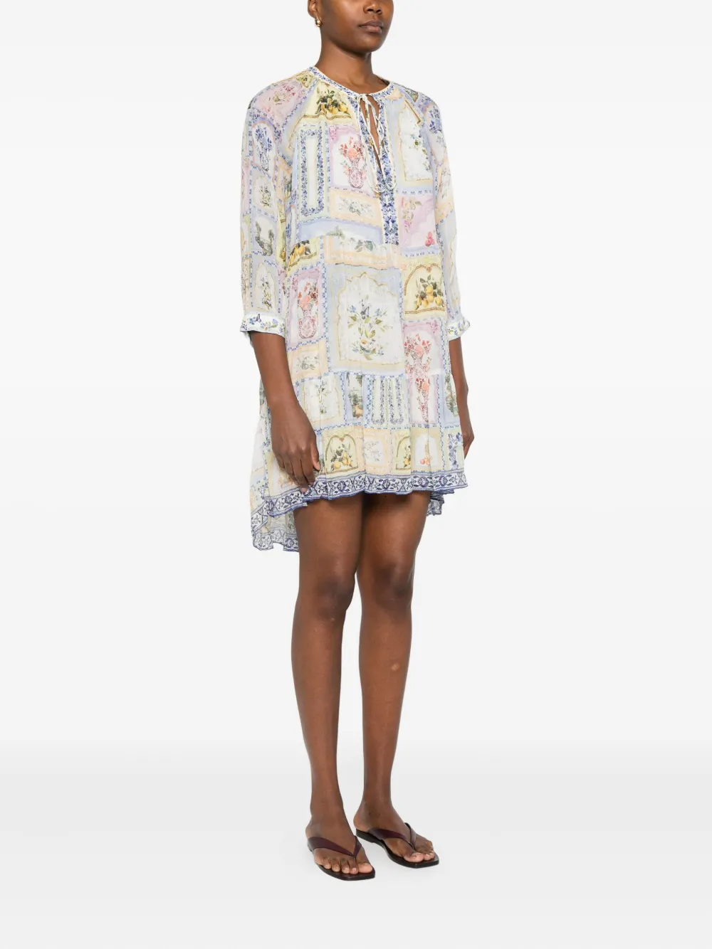 Camilla Botanical Ballads Floral-print Tiered Dress In Multi