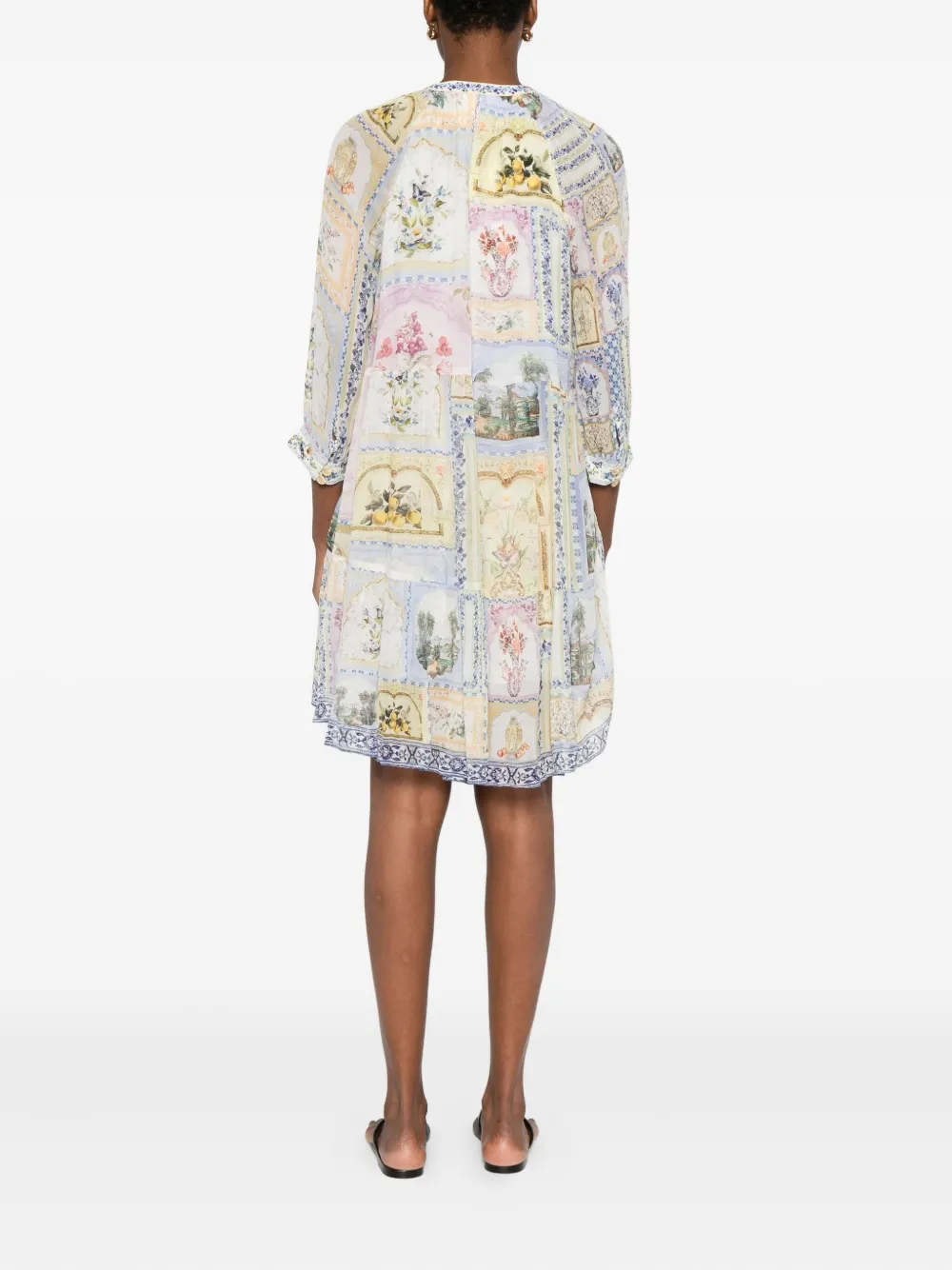 Camilla Botanical Ballads gelaagde jurk met bloemenprint Beige