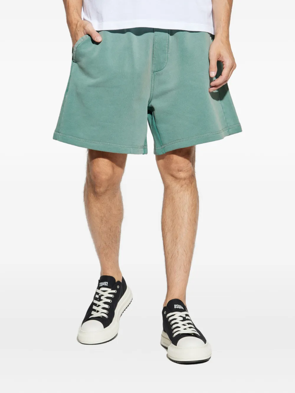 Dsquared2 Logo-embroidered Cotton Shorts In Green
